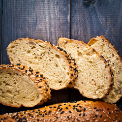 Slices of fresh homemade baguette