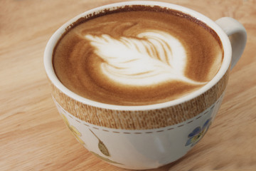 Closed up cup of coffee, hot coffee, morning coffee
