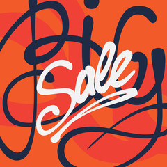 hand drawn lettering with word Sale and expressive graphic elements