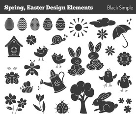 Set of hand drawn Easter design elements