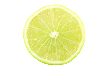 fresh lemon lime citrus fruit slice closeup in pure white background