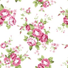 Obraz na płótnie Canvas Pink Flowers Seamless Pattern