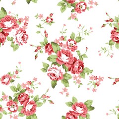 Red Flowers Seamless Pattern - 104664721