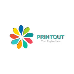 Color printout logo design template. Print service, printout, photocopy and etc.