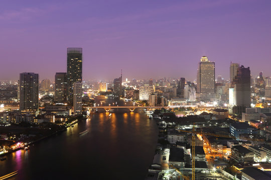 cityscape of bangkok at night