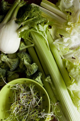Fresh green and white vegetables