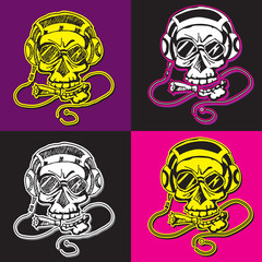 graphic drawing skull headphone
