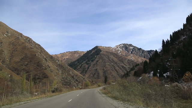 the car view of amaizing dangerous mountain wild nature journey trip