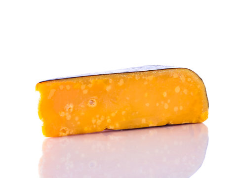 Aged Gouda Cheese on White Background