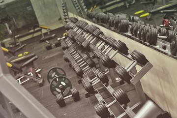 dumbbells in the gym