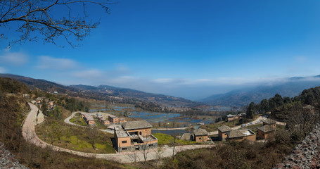 Obraz premium Landscape panorama of Hani rice terraces of yuanyang, yunnan, china