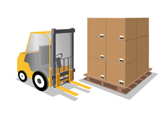 vector illustration of forklift with storage boxes