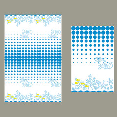 blue dots, fish and seabed. pattern seamless for tablecloth
