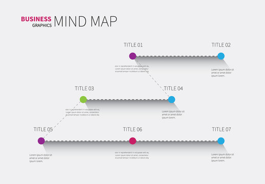 mind map template / vector information map for infogrpahics in modern style for business presentation