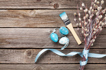 Colorful easter eggs and pussy willow © Evgeny Karandaev