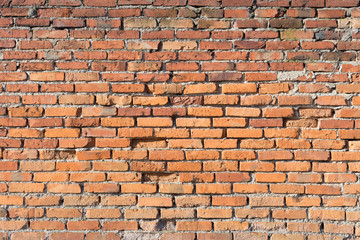 Background of red brick wall pattern texture.