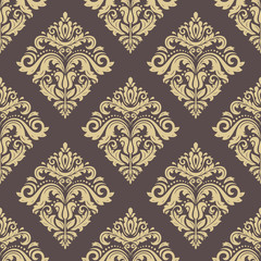 Oriental vector classic ornament. Seamless abstract background. Brown and golden wallpaper