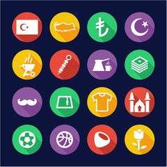 Republic Of Turkey Icons Flat Design Circle