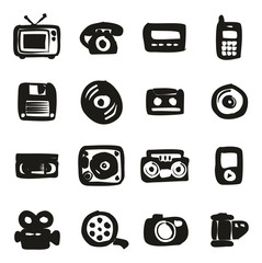 Old Technology Icons Icons Freehand Fill