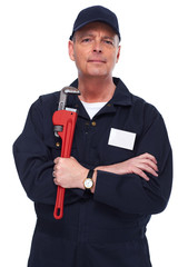 Plumber with a wrench.