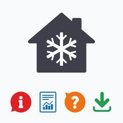 Air conditioning indoors icon. Snowflake sign.