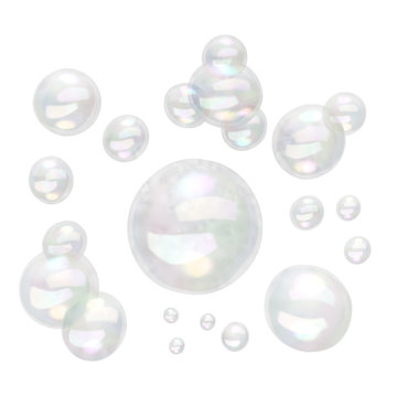 bubbles of different sizes isolated on white background