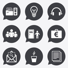 Office, documents and business icons.