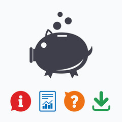 Piggy bank sign icon. Moneybox symbol.