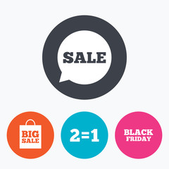 Sale speech bubble icons. Black friday symbol