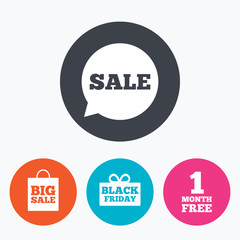 Sale speech bubble icon. Black friday symbol