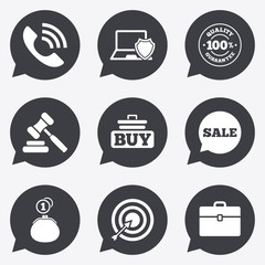 Online shopping, e-commerce and business icons.