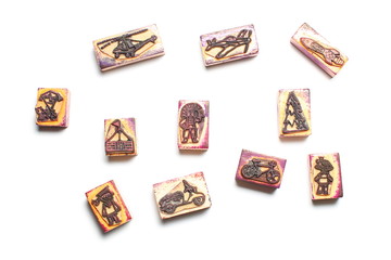 Isolated wooden stamps
