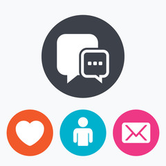 Social media icons. Chat speech bubble and Mail.