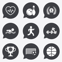 Sport games, fitness icon. Football, basketball.