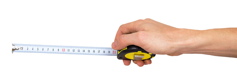 Human hand with tape-measure