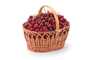 sweet ripe cherries in a basket