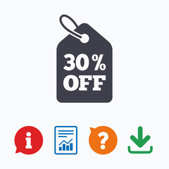 30 percent sale price tag sign icon.
