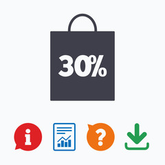 30 percent sale bag tag sign icon.