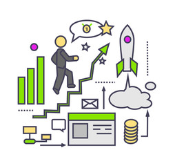 Icon Flat Style Design Successful Startup