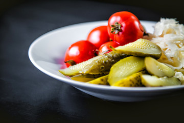 Pickled vegetables on the plate