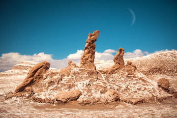 Salt sculptures is beautiful geological formation of Moon Valley