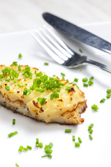 cod baked with mashed potatoes