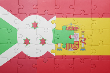 puzzle with the national flag of spain and burundi