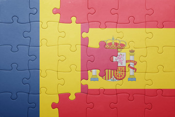 puzzle with the national flag of spain and chad