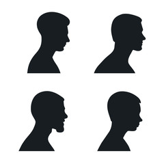 Men head black silhouette