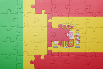 puzzle with the national flag of spain and mali