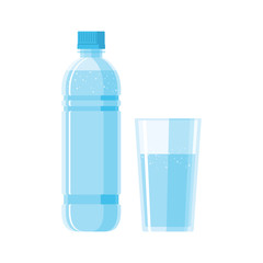 Bottle water natural and glass