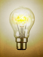 Lightbulb with the word idea