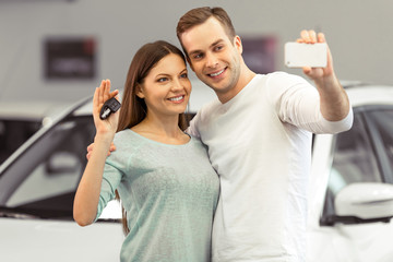 Couple buying a car