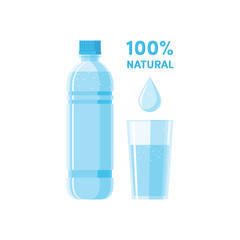 Bottle water natural and glass